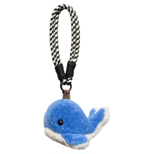 真羊毛可爱小鲸鱼小海豚汽车钥匙扣挂件毛绒小鱼公仔玩偶包包挂饰