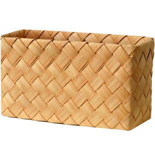 日式储物筐木片编书篮收纳盒桌面置物筐竹编客厅收纳篮藤编收纳筐