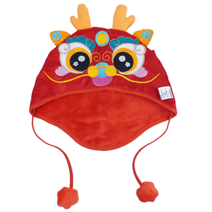 宝宝虎头帽婴儿1周岁新年龙头单帽国风汉服刺绣满月百天周岁帽子