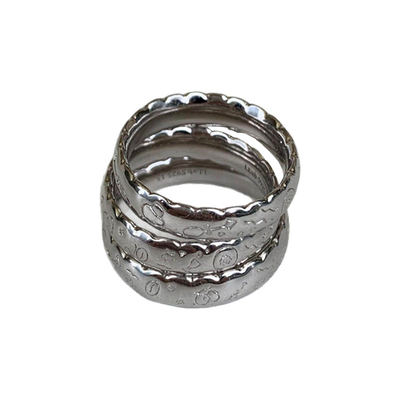 s925银制原创满圈食物光面宽戒指