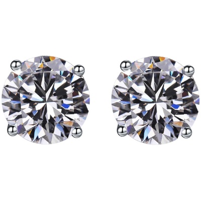 D色莫桑石耳钉钻石高托