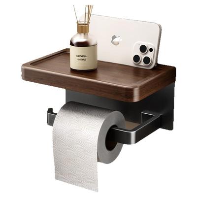 胡桃木免打孔纸巾收纳架