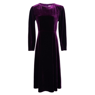 【超值性价比】米思阳春秋新款丝绒修身大摆裙长袖高级感连衣裙女