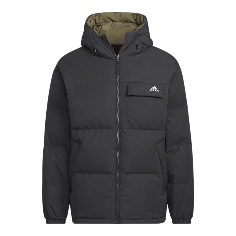 Adidas阿迪达斯正品男士防泼水双面穿户外保暖休闲连帽羽绒服外套