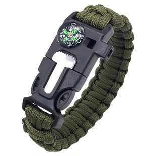 多功能户外伞绳手链打火石指南针登山救生手绳求救哨应急生存装备