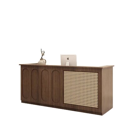 侘寂风服装店高端实木吧台收银台