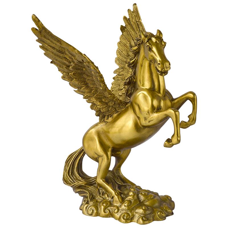 铜马摆件黄铜飞马十二生肖带翅膀马工艺品装饰摆设大号