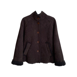 复古廓形双面穿 麂皮绒皮毛一体100羊羔毛2025新款皮草短款外套女