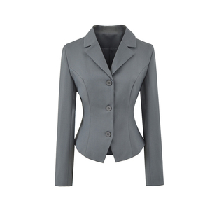 通勤风职业装御姐长袖西装外套女设计感后腰绑带收腰显瘦短款上衣