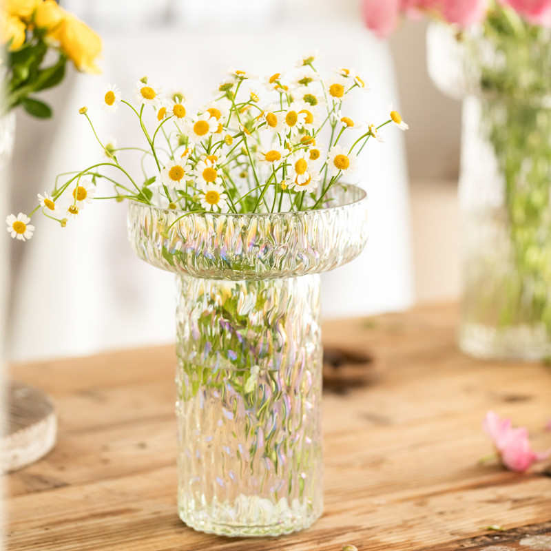 北欧ins风网红芬兰极冻冰锤纹玻璃花瓶水培鲜花装饰器客厅家居