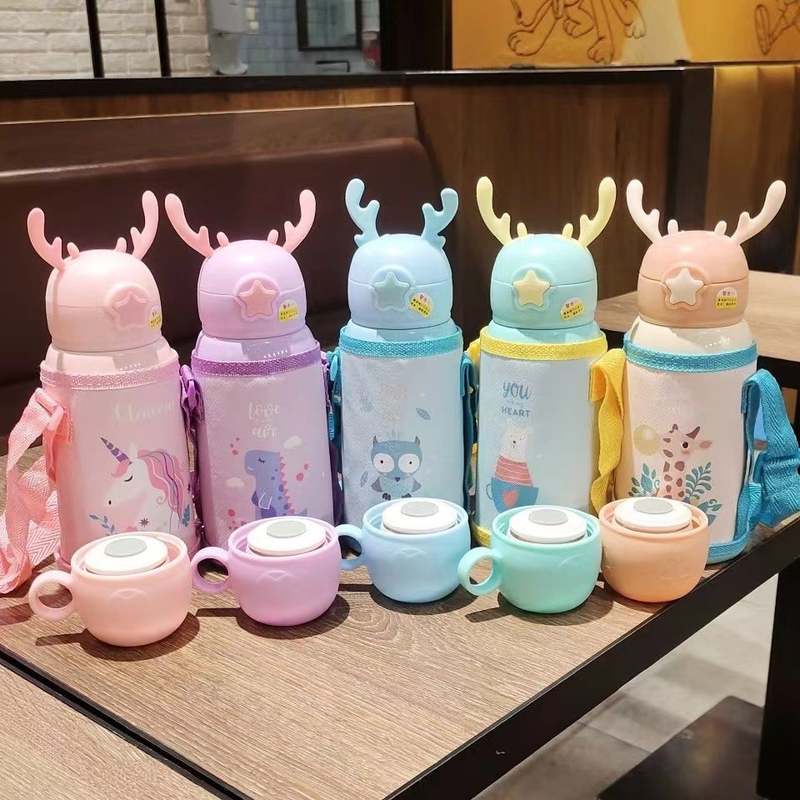 新款卡通儿童水杯带吸管杯了不锈钢316现货套大内胆赠