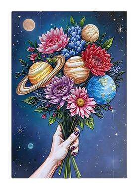 星球花卉浮雕金属海报磁吸