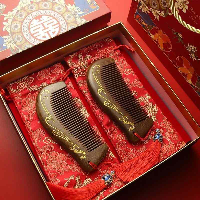 镜梳套装结婚一对木婚庆用品嫁妆伴女新娘送礼物礼陪手礼盒梳子
