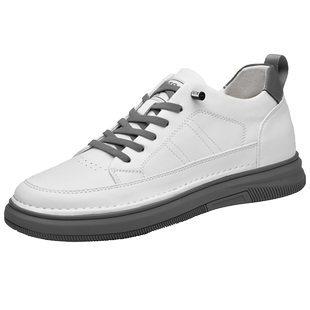 2026新款增高鞋男春季真皮休闲运动板鞋百搭隐形内增高男鞋小白鞋