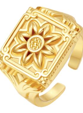 FLV百合花砖戒指时尚百搭饰品