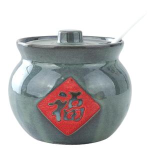 陶瓷盐罐子陶油罐带盖老式辣椒油调味调料油盐罐放盐罐瓷家用单个