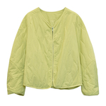 胖mm早冬龟背廓形绗缝棉服木子理想大码女装舒适无领棉外套200斤