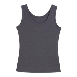 蒲PUKKA 春新品极简修身显瘦内搭高弹针织坑条吊带背心