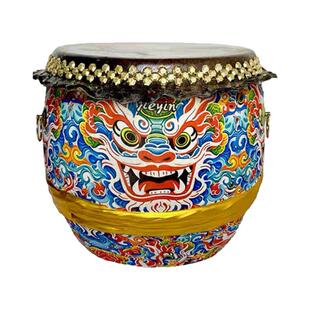 醒狮鼓18寸牛皮鼓实木纯手工龙鼓大堂舞龙舞狮活动表演24节令战鼓