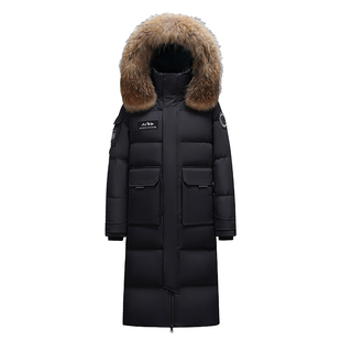 花花公子鹅绒羽绒服男士中长款过膝加厚冬季极寒高充绒东北防寒服