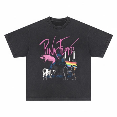 PinkFloyd重磅水洗做旧T恤