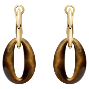 何方hefang咖啡豆甜心耳钉虎眼石耳扣时尚百搭卡布奇诺耳环耳饰