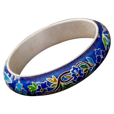 滇庆堂女高档足银纯手工珐琅银镯