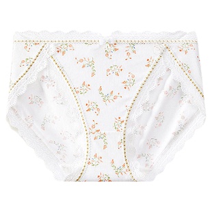 秘语女士内裤森语暖阳薄款无痕抗菌裆中腰高开叉碎花三角裤62001