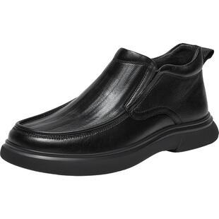 百思图冬季商场新款加绒休闲皮鞋时尚商务通勤男鞋13025DD5