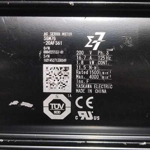 【议价-可维修】安川7系伺服电机 SGM7G-20AFS61 1.8kW 全新/二手