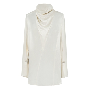 IDPAN淡人荡领衬衫春季新款时尚百搭气质荡领高领慵懒风显瘦上衣