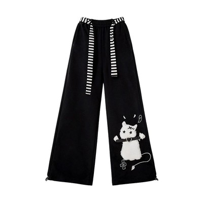 黑色休闲甜酷风卫裤女秋冬季加绒