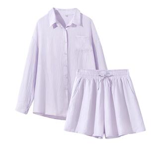 班尼路休闲衬衫短裤套装女2026夏季爆款两件套运动穿搭一整套H