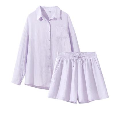 班尼路休闲衬衫短裤套装女两件套