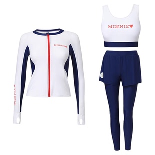 迪士尼泳衣女分体冲浪水母潜水服成人长袖长裤防晒冬温泉保暖防寒