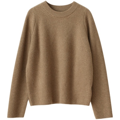 长袖女士毛衣全羊绒圆领元宝针