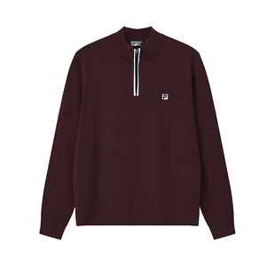 FILA 斐乐官方男子编织衫2026春新款时尚休闲简约半拉链套头毛衣