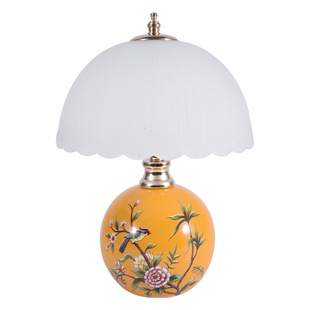 新中式台灯卧室床头灯高级感复古花鸟简约轻奢美式陶瓷台灯氛围灯