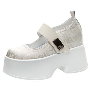 玛丽珍女鞋软底不累脚厚底内增高11cm魔术贴单鞋新中式小个子休闲