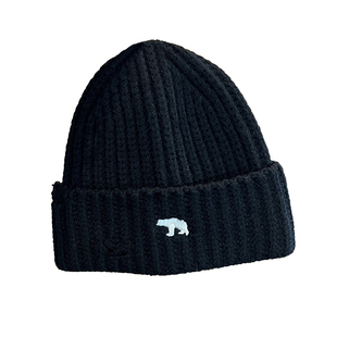 破洞毛线帽子女秋冬季百搭保暖针织帽显脸小刺绣北极熊护耳冷帽男