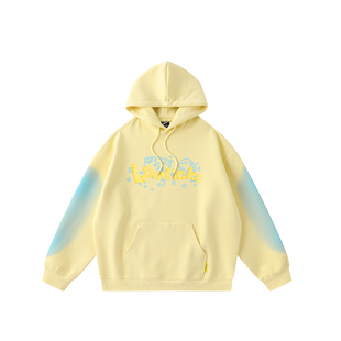 LAMLICKA黄色海绵连帽卫衣男青少年潮牌外套多巴胺渐变长袖连帽衫