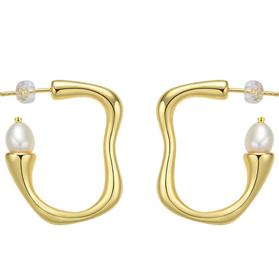 京润珍珠耳钉异形送女友礼物耳饰