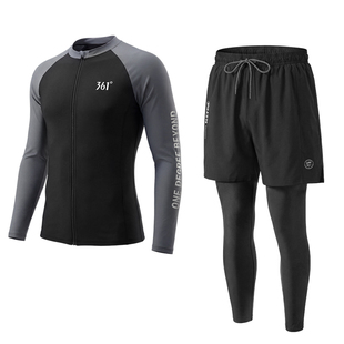 361水母服男士潜水服分体防晒长袖长裤套装拉链速干冲浪浮潜泳衣