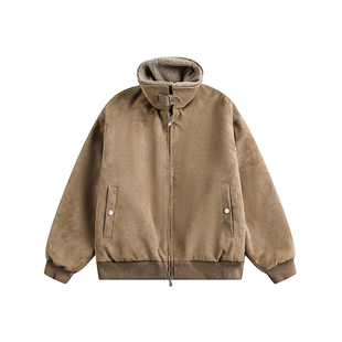 ONUN美式复古可拆羊羔绒翻领皮衣外套加厚保暖休闲百搭麂皮棉服潮