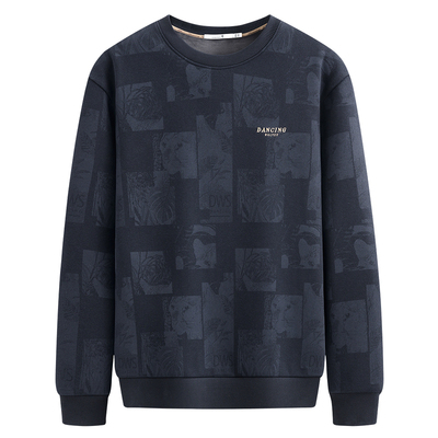 与狼共舞加绒厚实保暖圆领卫衣男