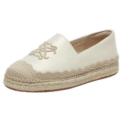 【云边芦苇】百思图春新款小香风草编渔夫鞋一脚蹬女鞋A0207AA5