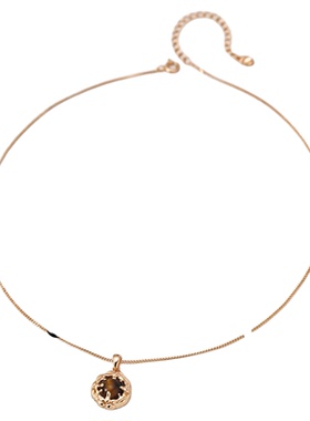 925银镀金虎眼石轻奢锁骨链