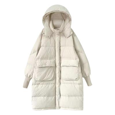 90白鸭绒中长款羽绒服外套