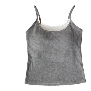 白色假两件背心拼接蕾丝吊带带胸垫女内搭外穿2025秋新款打底上衣