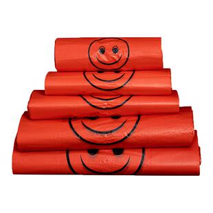 红色笑脸袋加厚塑料袋水果超市购物袋外卖打包袋背心袋PE塑料袋子